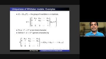 "A multiplicity one theorem for Whittaker models" talk in group theory sangam by Shiv Prakash Patel