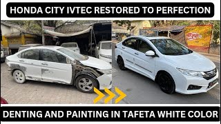 We Painted this Honda City Ivtec in White | Cars Clinic | #carsclinic #denting #dentingpainting