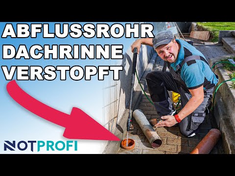 Abflussrohr verstopft Dachrinne /Regenrinne verstopft / Hochdruck Rohrreinigungsschlauch.