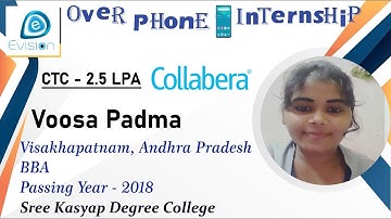 Congrats , Padma | MARKETING (BBA) | 2.5 LPA | Got Selected as Associate Data Analyst in Collabera