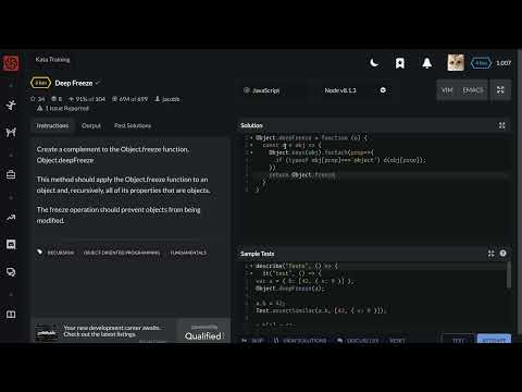 Codewars Deep Freeze
