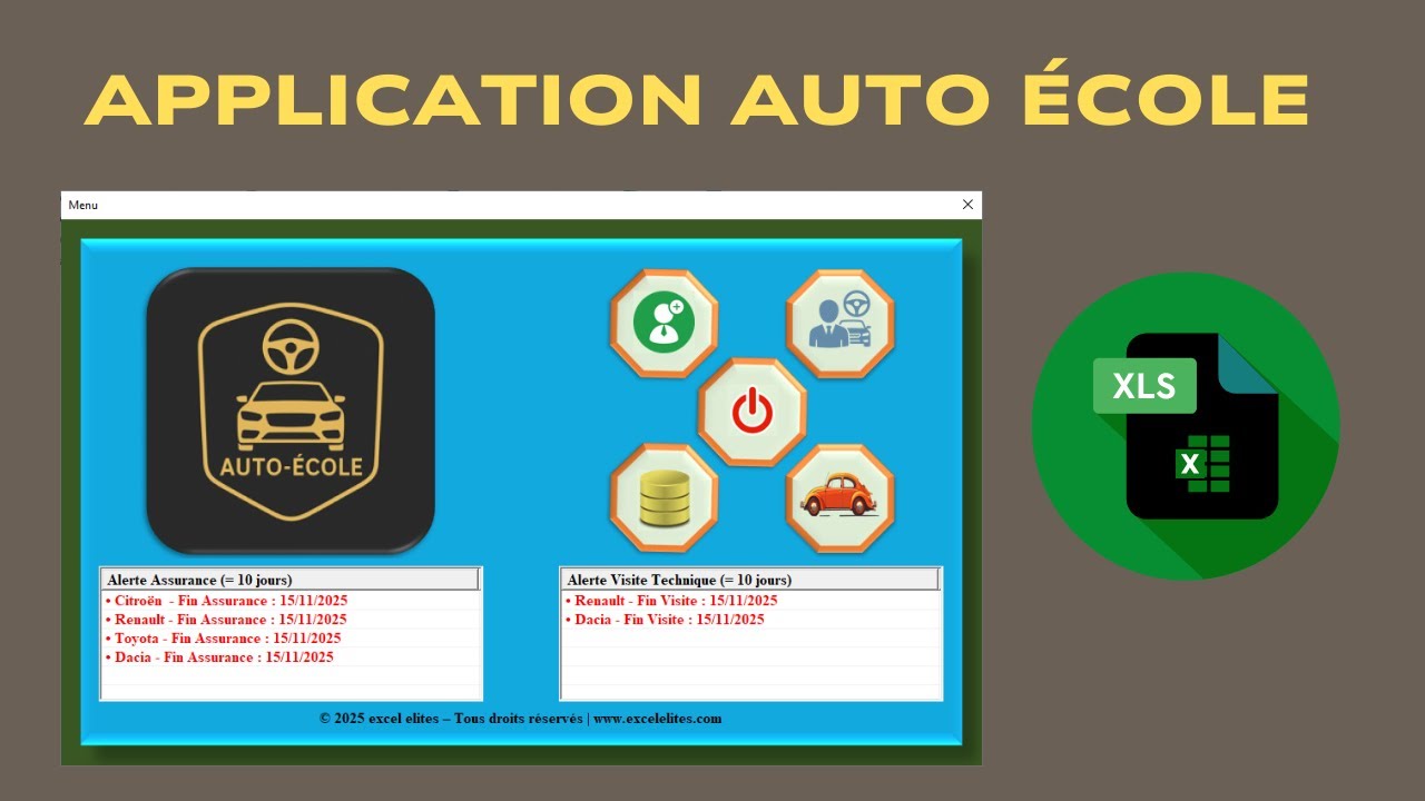 meilleur application auto école | application auto école sur excel détaillé