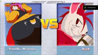 Jiggly vs Bat
Im biased, I like Bat so I wanna see and show how he does against my characters. I also do plan on doing a speedy bunny so that may effect why Im so biased. Bat doesnt seem to have any damage dampening so his combos do way too excessive damage.
Characters:
bat by Taichi_Tanukida
Jiggly Bunny by Kazecat Jiggly vs Bat