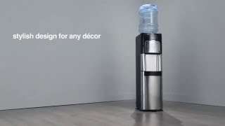 Whirlpool Stainless Steel Top Loading Water Cooler with Storage Compartment and Temperature Display Whirlpool Stainless Steel Top Loading Water Cooler with Storage Compartment and Temperature Display