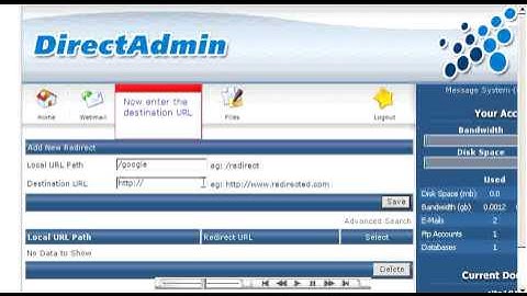 Creating a URL redirect in Direct Admin