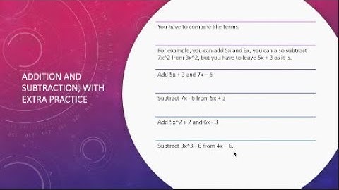 Algebra 2  Chapter 1   Basics of Polynomial Addition and Subtraction