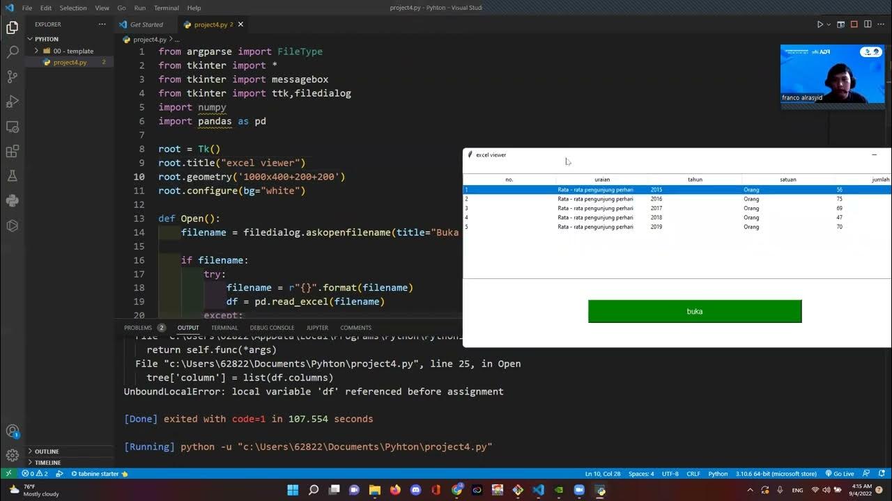 Python pandas dengan tkinter - YouTube