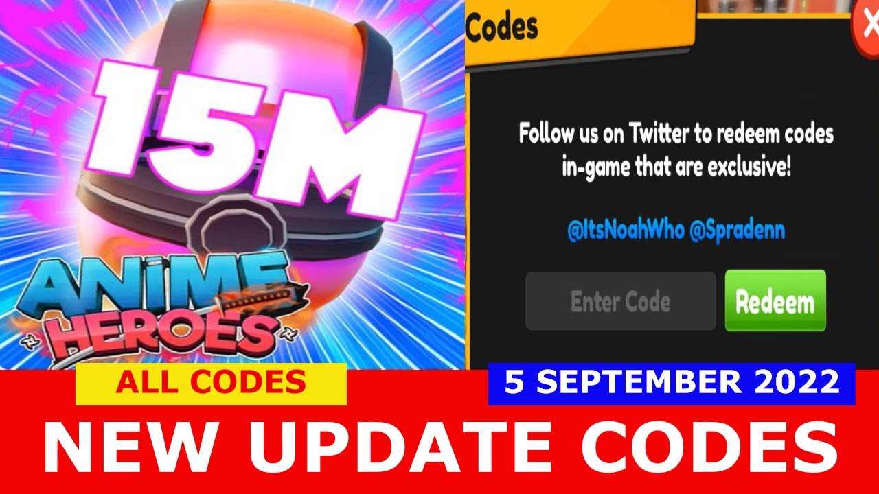 NEW UPDATE CODES 15M ALL CODES Anime Hero Simulator ROBLOX September 5 2022 YouTube