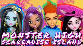 Monster High SCAREADISE ISLAND ☠️🏝️ Clawdeen, Draculaura, Frankie & Heath Doll Unboxing & Review!