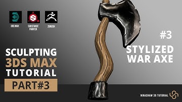 3dsMax Tutorial | Modeling Sculpting Texturing a Stylized Axe -  Part 3 [Sculpting]