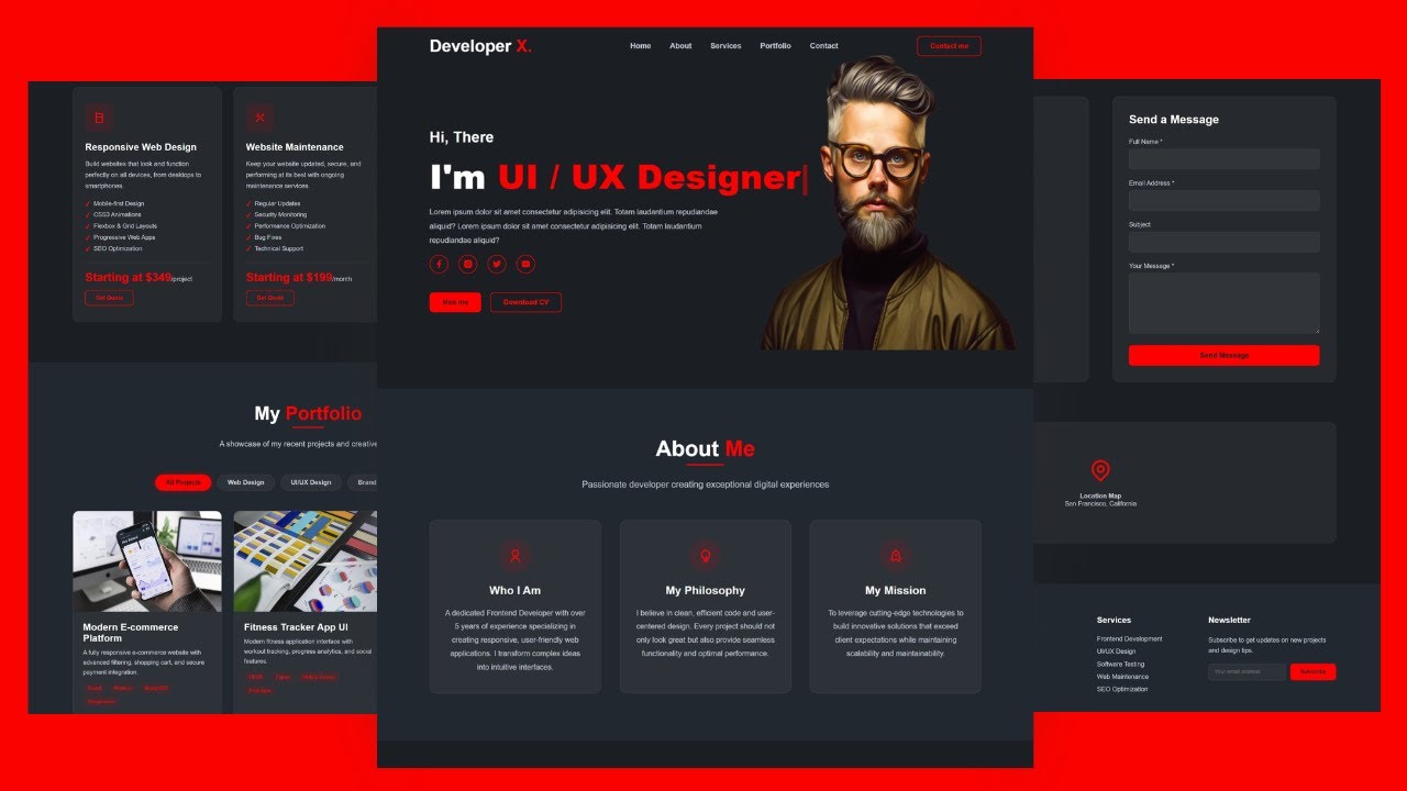 Responsive Portfolio Website Design Using HTML, CSS & JS - YouTube
