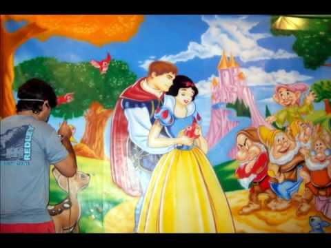 PINTURA EM PAINEL BRANCA DE NEVE DESENHO DA DISNEY...