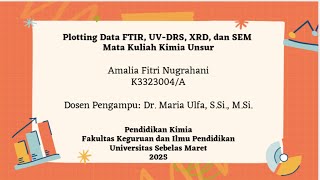Plotting data FTIR, UV_DRS, XRD, dan SEM Kimia Unsur P.Kimia UNS