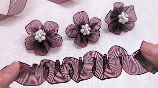 DIY Ribbon Flowers - How to Make Ribbon Plum Blossoms – Amazing Trick to Make Ribbon Plum Flowers