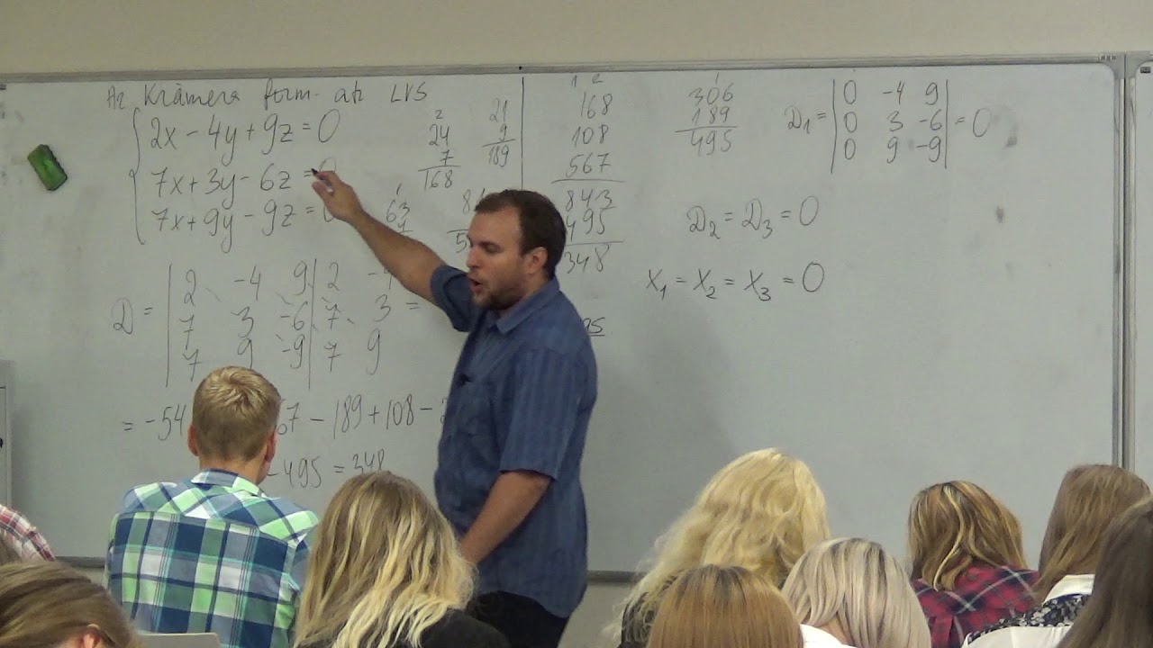 Augstākā matemātika I, 1.semestris, 3.lekcija, 3_1, Krāmera formulas. Matricu algebras elementi.