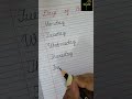 Days of the week Cursive writing
