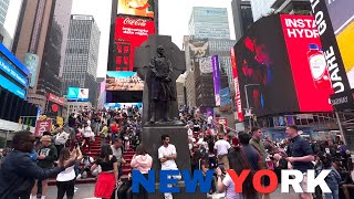 4K Walk NEW YORK Times Square, 5th Ave Rockefeller Center night MANHATTAN USA    NYC Walking tour