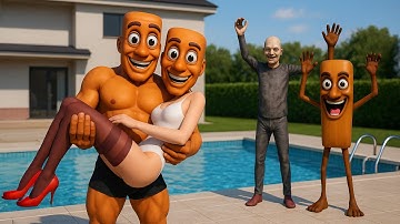 Tung Tung Tung Sahur x Grandpa x Granny POOL PARTY | Funny Horror Granny Animation