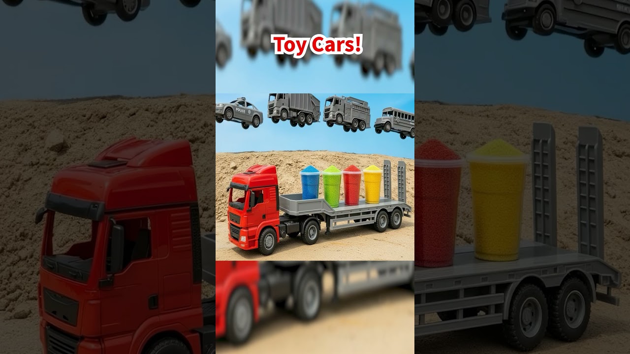 Learn Colors with Toy Cars! 🎨 Grey to BLUE Police Car 🚓💙 