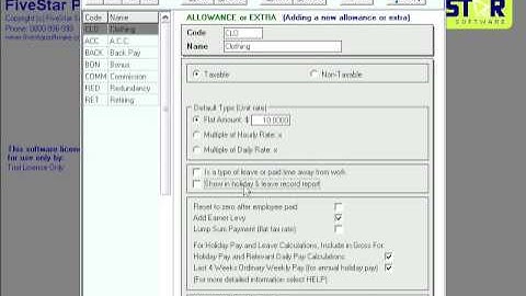How to set up allowances in FiveStar Payroll Pro