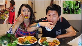 Nepali Dal Bhat Mukbang/आफ्नै बारीको अर्गानिक सब्जी ?