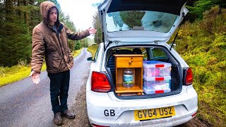 Solo Car Camping in the Forest in My Tiny Car Conversion