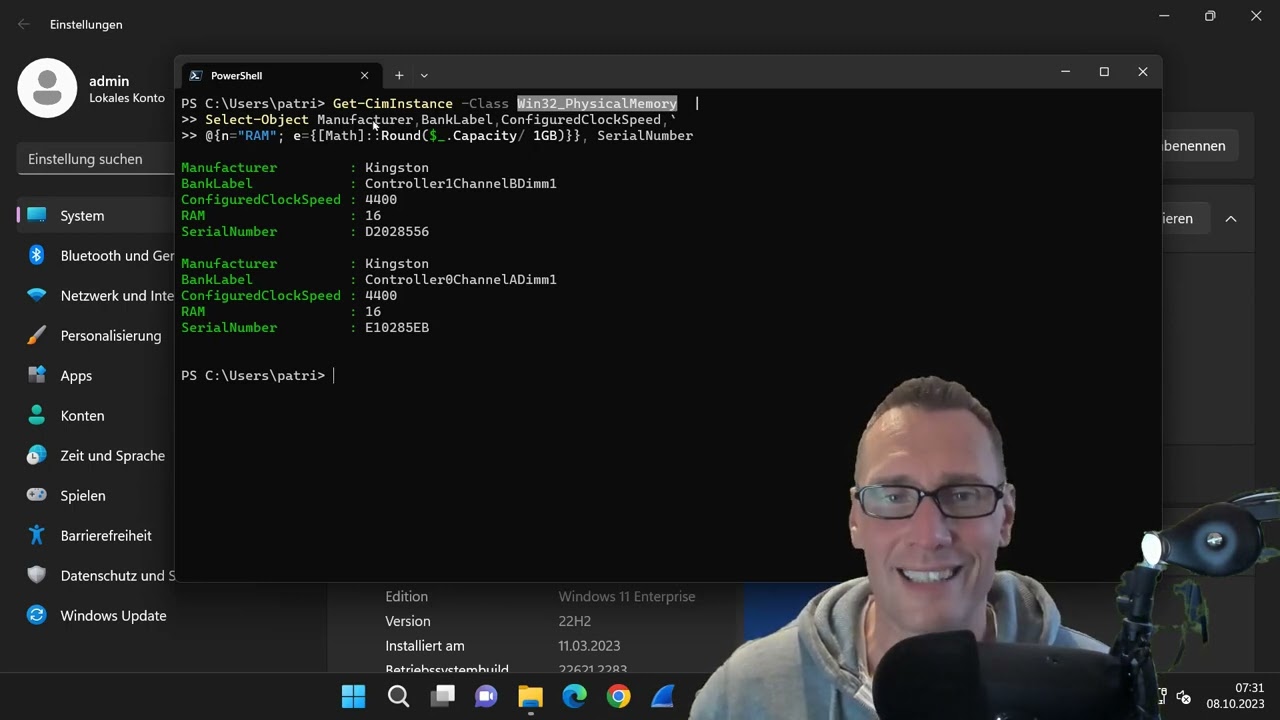 PowerShell: RAM Informationen auslesen (Memory, Seriennummer, Banklabel, ClockSpeed ...)