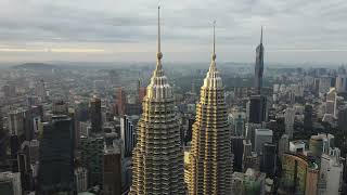 Kuala Lumpur Malaysia 4K Drone Aerial 360 near Petronas Towers