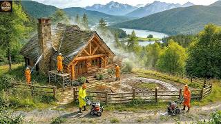 Renovating an old, abandoned house on the mountain into a rustic garden house made of natural wood
