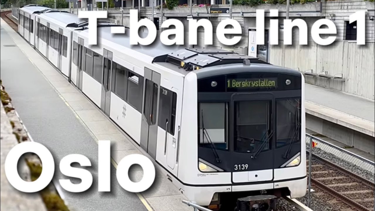 Beautiful city views on Oslo T-banen line 1 | Holmenkollen to Nationaltheatret | 🇳🇴 Oslo, Norway