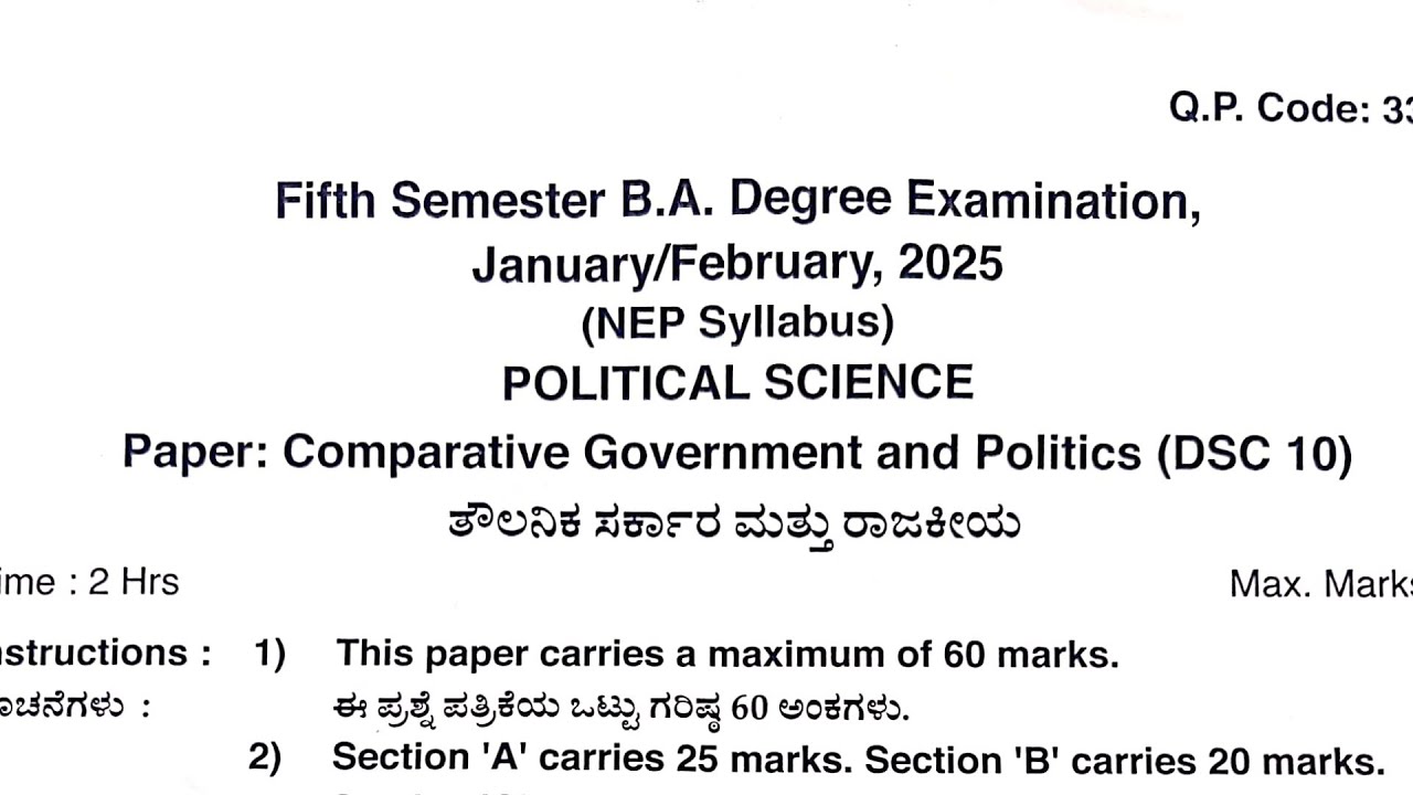 5th Sem BA - Comparative Government And Politics - Political Science NEP Syllabus