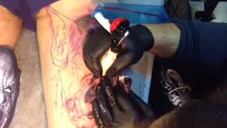 Tattooing Horror Leg. Kaktus Tattoo Studio,Russia Ufa