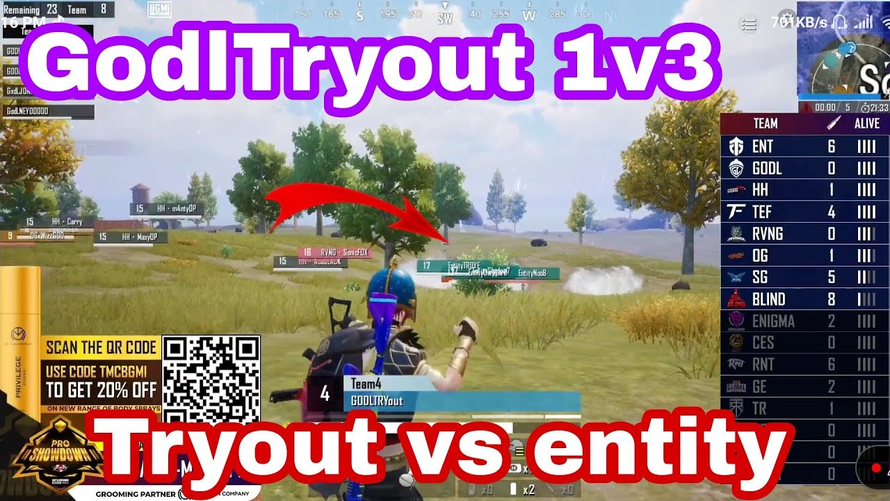 GodlTryout 1v3 Match 1 | GodlTryout vs entity | GodlTryout Clutch 😳