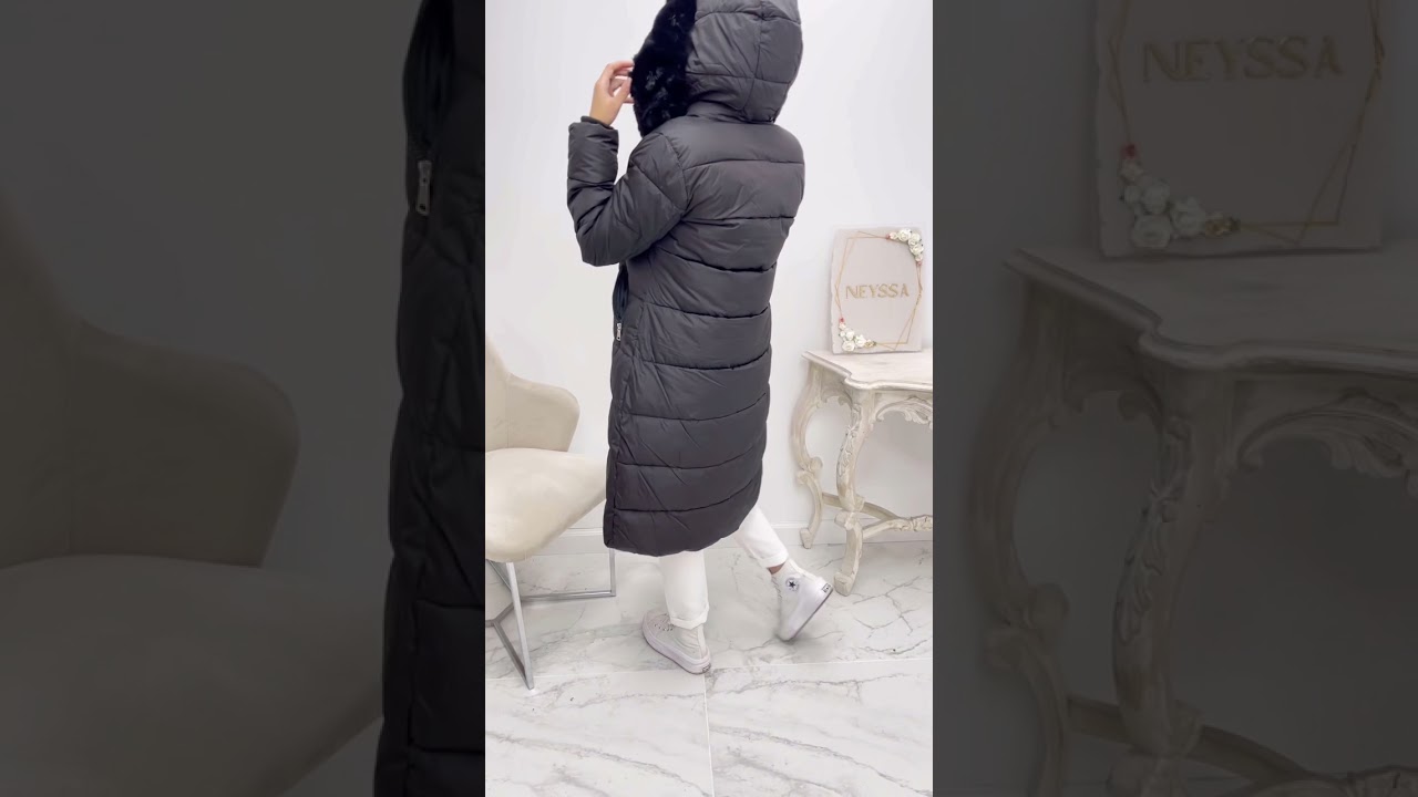 Long manteau avec capuche en fourrure Hiver Femme modeste fashion Www.Neyssa-Shop.com