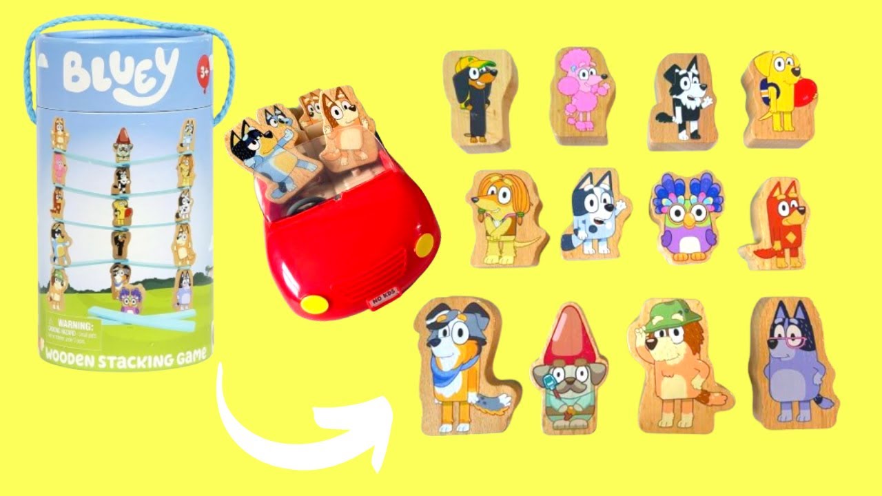 BLUEY Toys! Wooden Stacking Game with Bingo, Muffin, Chattermax # ...