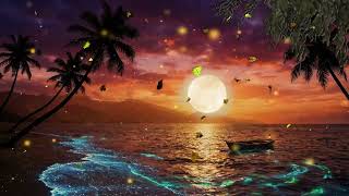 Relaxing Piano with Ocean Waves and Crackling Fire 🔥 Peaceful Cozy Night Ambience for Sleep