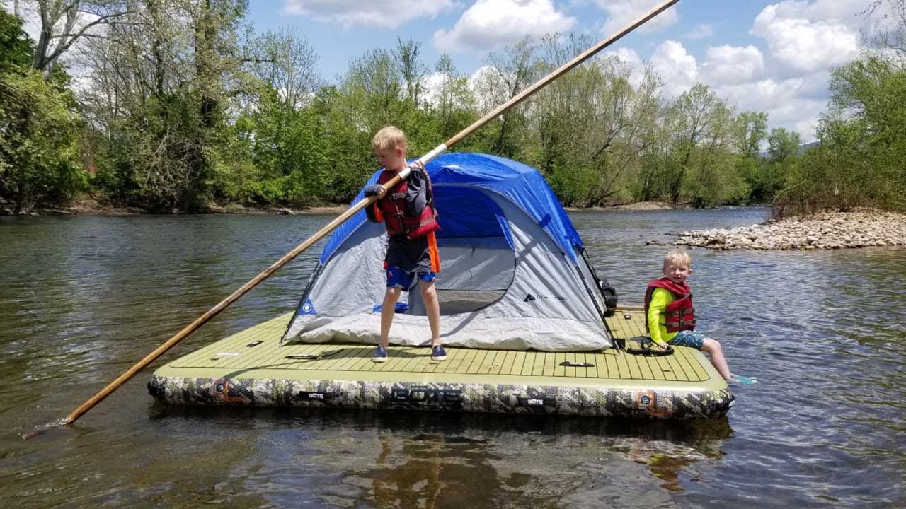 ⁣Floating River on Inflatable Dock - Fishing Catch Cook Camp