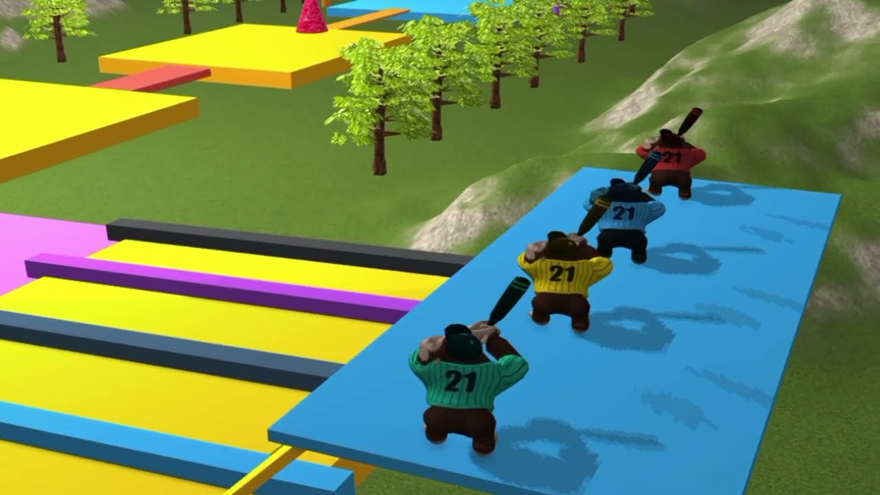 Long slide gorilla //  and car Crossing fountain video