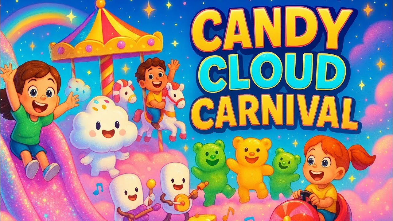 Candy Cloud Carnival ☁️🍭 | Fun 3D Kids Rhyme | Magical Candy World Adventure Song