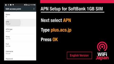 APN Setup for SoftBank 1GB SIM Card
