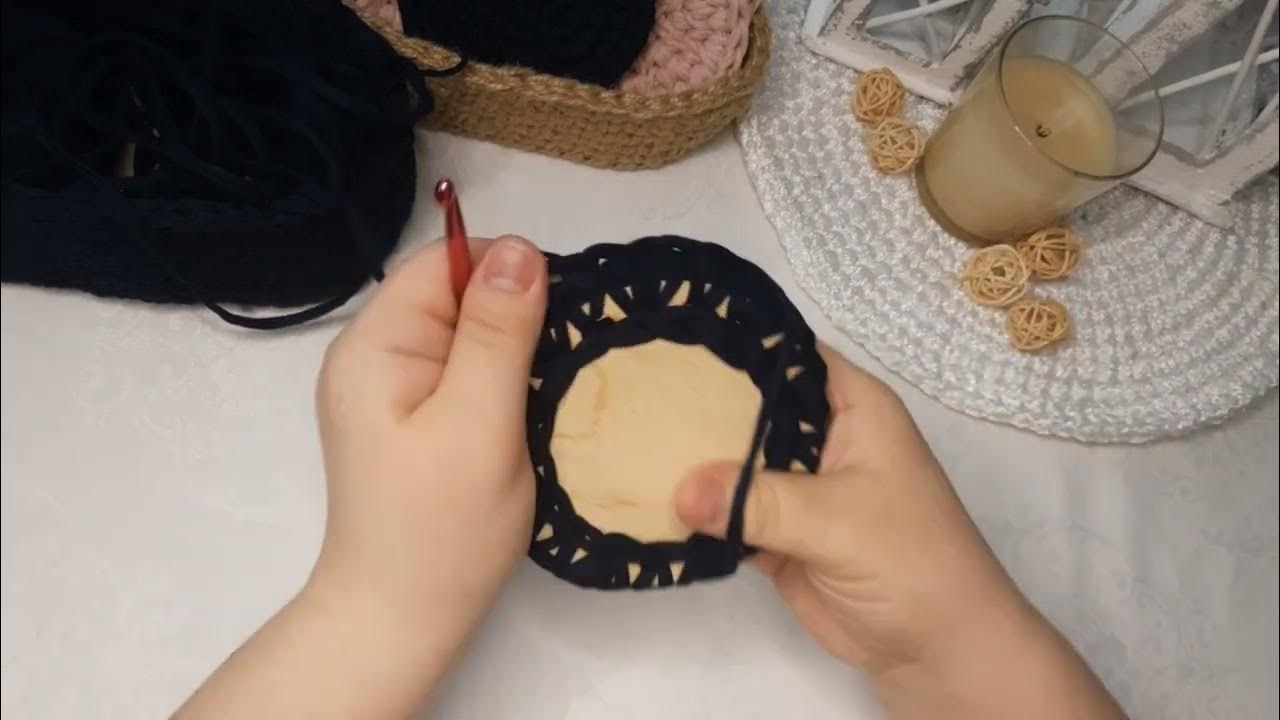 Круглая корзинка из трикотажной пряжи - YouTube