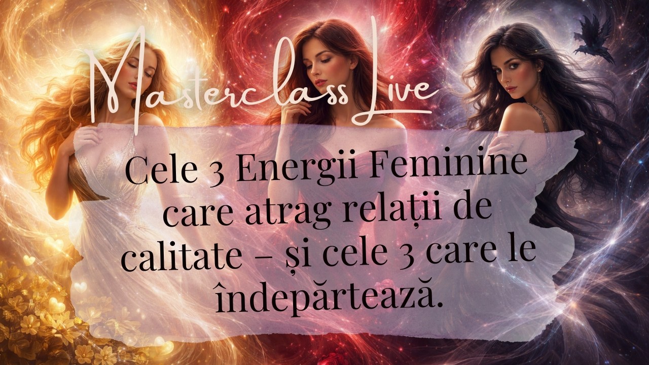 Masterclass Cele 3 Energii Feminine care atrag relații de calitate – și cele 3 care le îndepărtează.