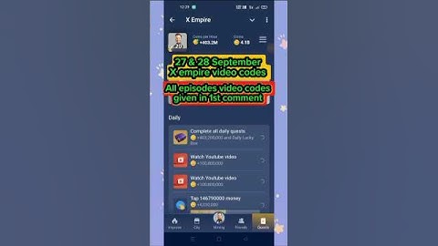 X empire video codes 27 & 28 September|#shorts#short #youtubeshorts