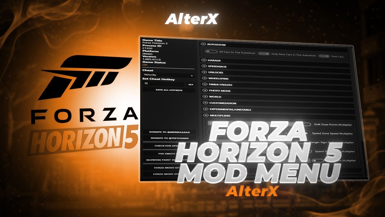 Меню модов Forza Horizon 5 [2025] | Бесплатные читы для Forza Horizon 5 | Меню взлома FH 5