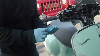 Vespa GTS 300 HPE2 Brake Lever Repair, headlight removal