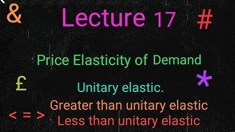 (LECTURE 17) Price Elasticity of Demand.