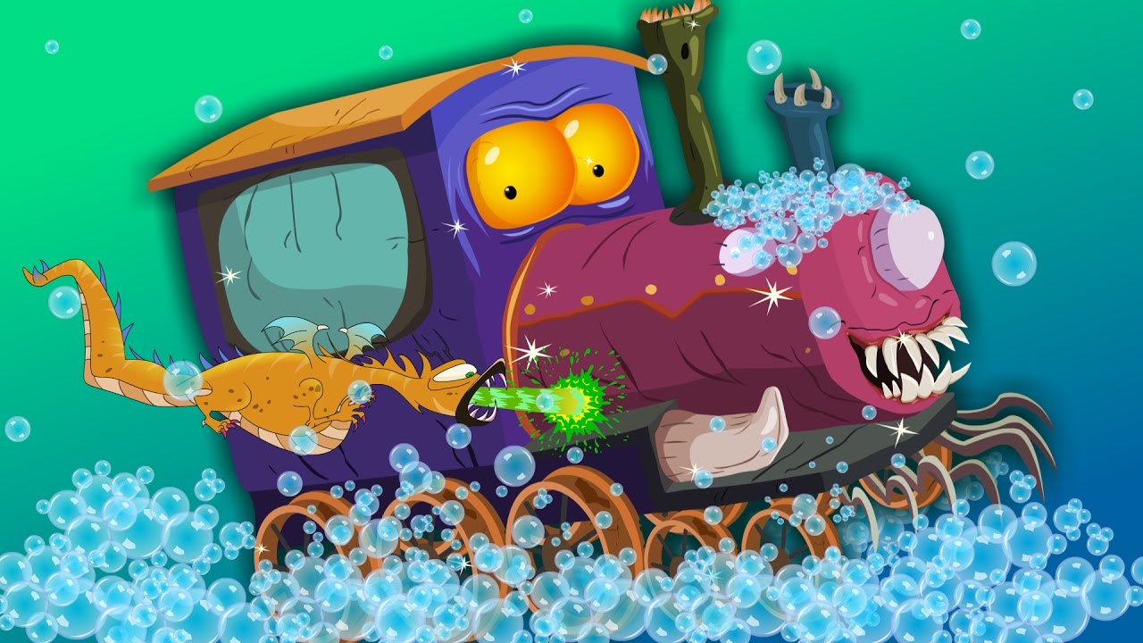 Scary train car wash Halloween vehicles for children YouTube