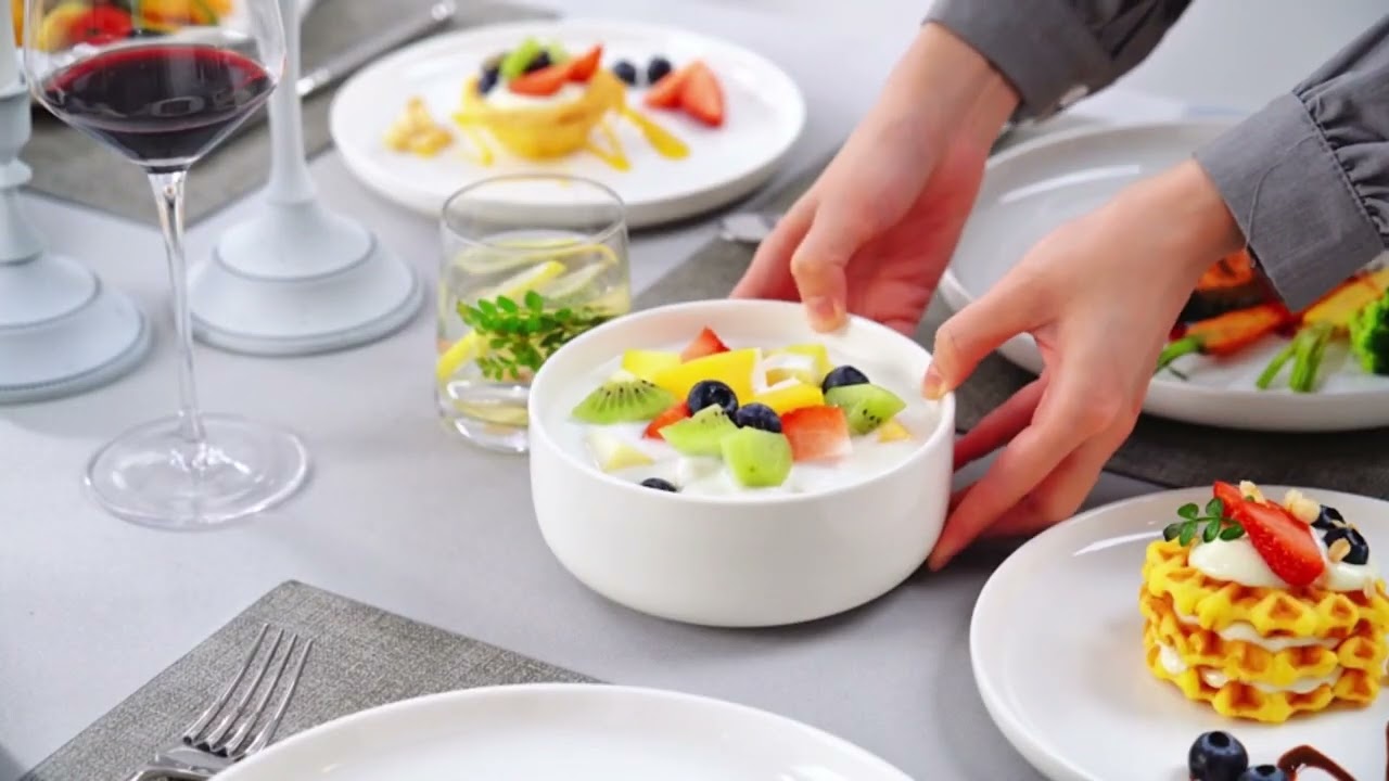 MALACASA Plates and Bowls Sets, 12 Pieces Porcelain Dinnerware Sets