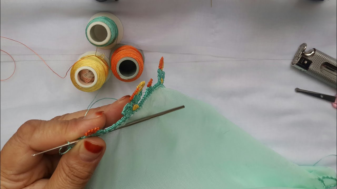 484-😉iğneden çevirme Dağlı Halkalı yapraklı kirpikli tasarım tıģ oyası modelleri yapımı