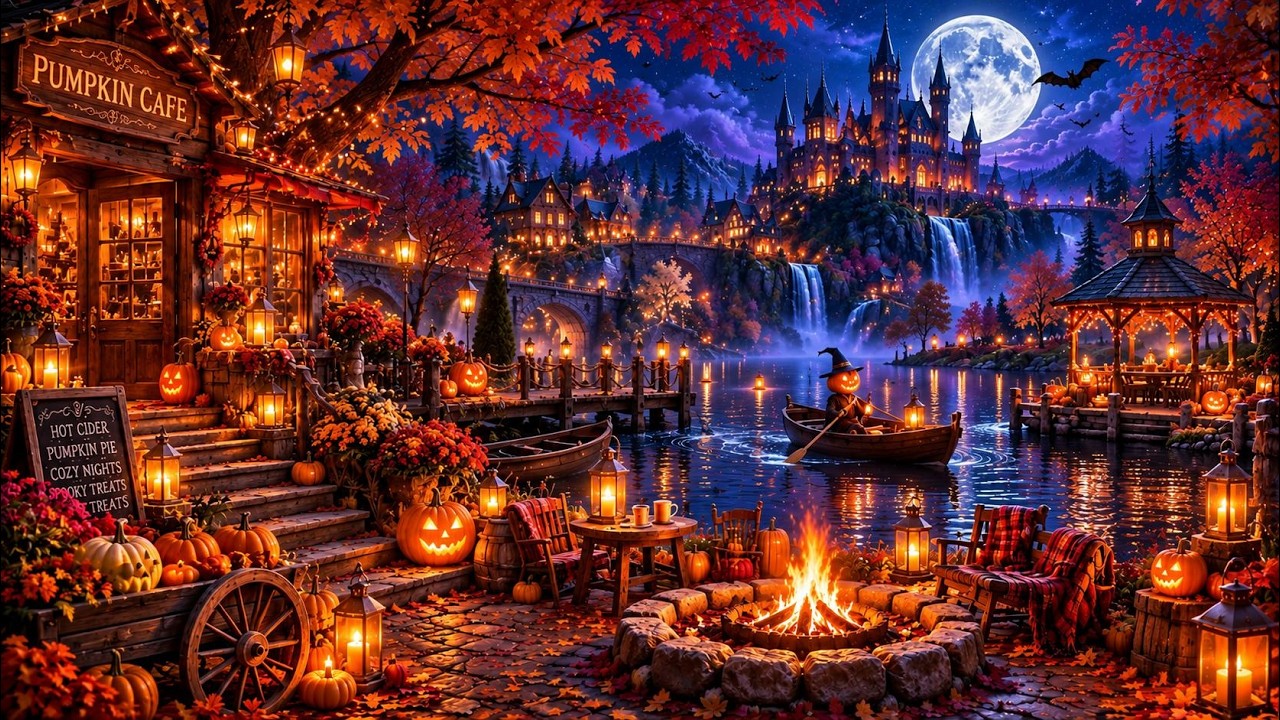 Relaxing Halloween Ambience 2026 ๐ Cozy Haunted Riverside Village ๐ป Spooky Sounds, Halloween Music
